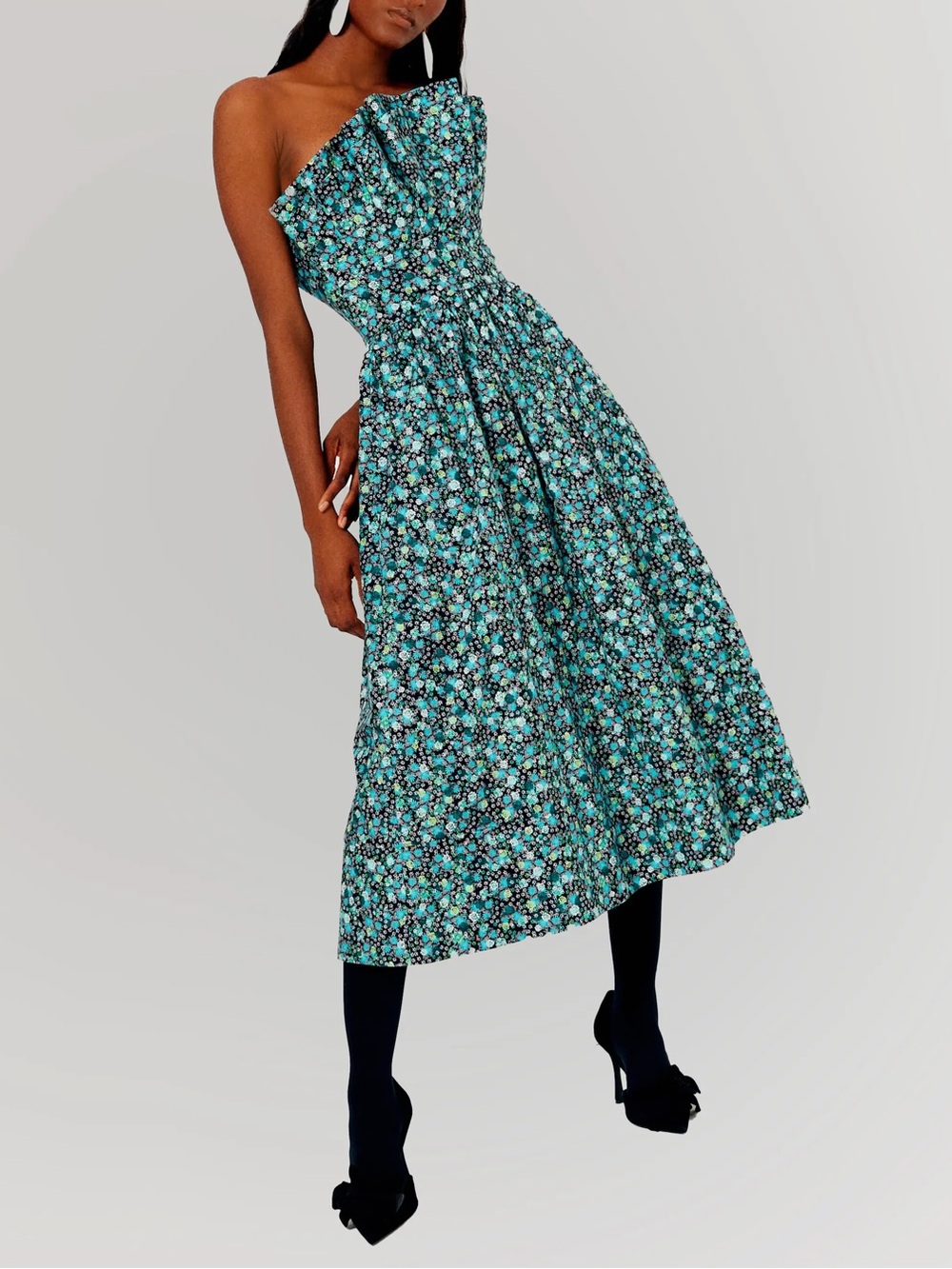 NWT De Loreta Abanico Pleated Strapless Fit & Flare Dress Size S